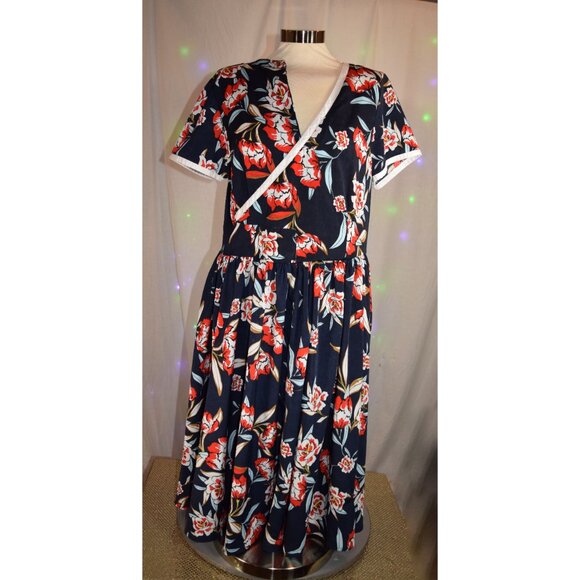Unique Vintage Floral Swing Dress size XL (14) - Picture 2 of 11